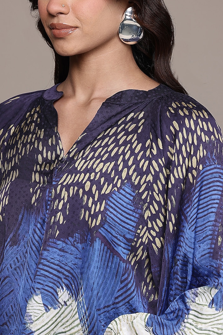 Peach Viscose Dobby Abstract Printed Top by Ritu Kumar at Pernia's Pop Up Shop