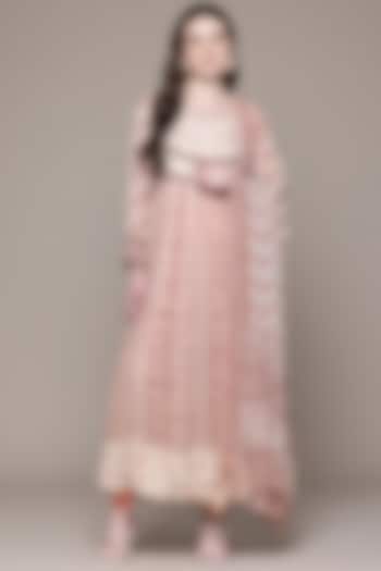 Pink Viscose Chiffon Floral Printed Kurta Set by Ritu Kumar at Pernia's Pop Up Shop