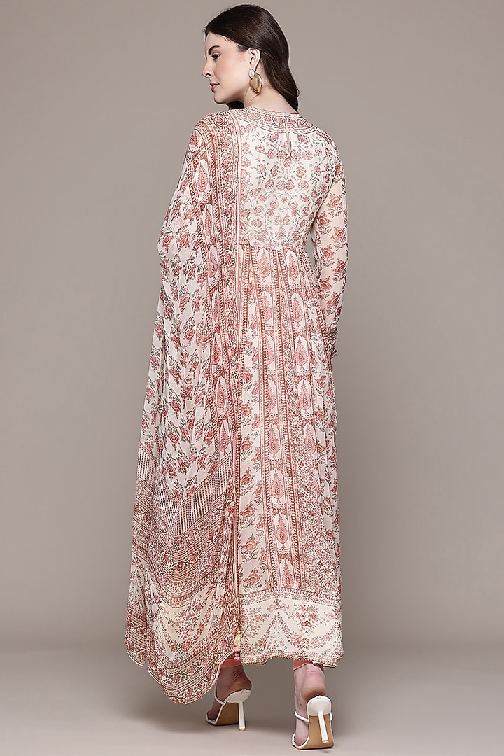 Pink Viscose Chiffon Floral Printed Kurta Set by Ritu Kumar at Pernia's Pop Up Shop