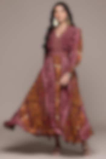 Pink Viscose Crepe Patch Printed Maxi Vacation Dress by Ritu Kumar at Pernia's Pop Up Shop