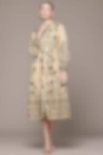 Beige Viscose Bamberg Printed Midi Summer Dress by Ritu Kumar at Pernia's Pop Up Shop