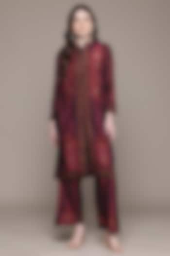 Brown Viscose Bamberg Geometric Printed Kurta Set by Ritu Kumar at Pernia's Pop Up Shop