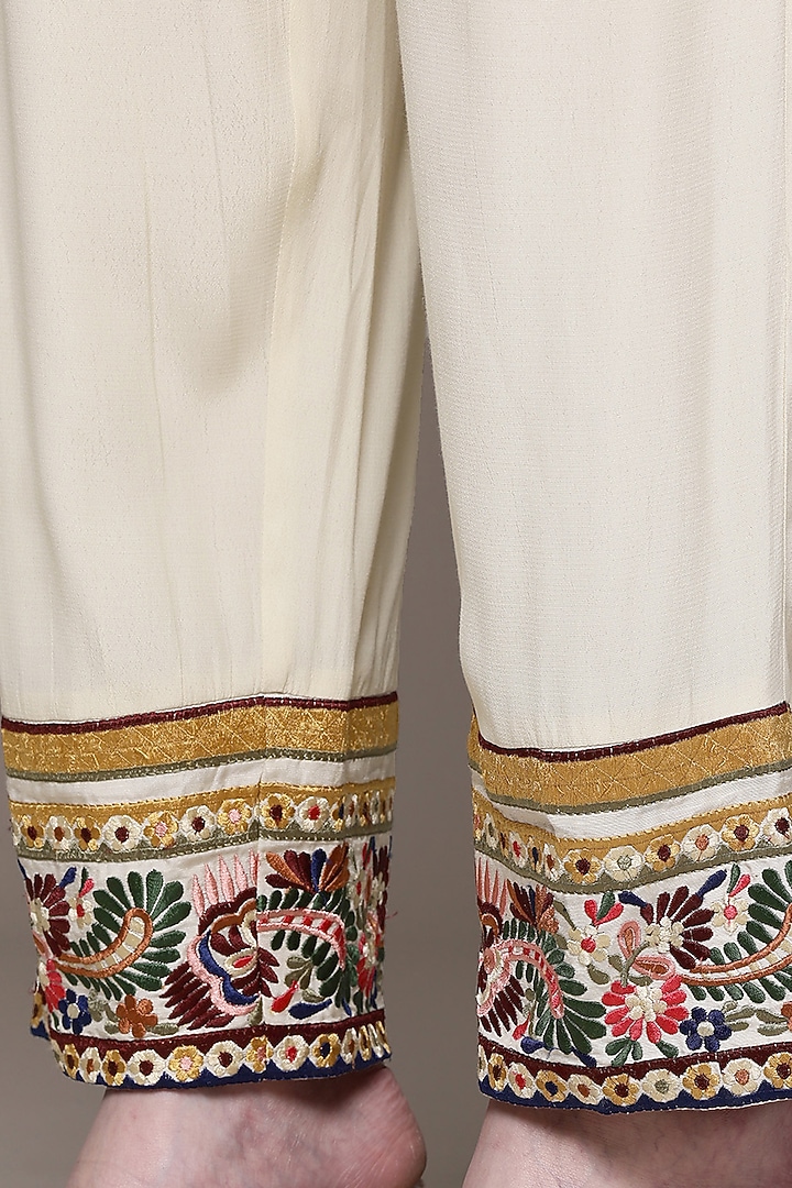 Ecru Viscose Linen Georgette Kurta Set by Ritu Kumar at Pernia's Pop Up Shop