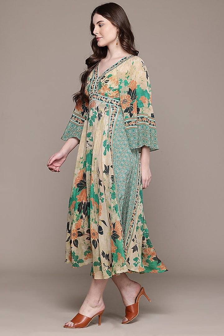 Green Viscose Crepe Maxi Summer Dress by Ritu Kumar at Pernia's Pop Up Shop