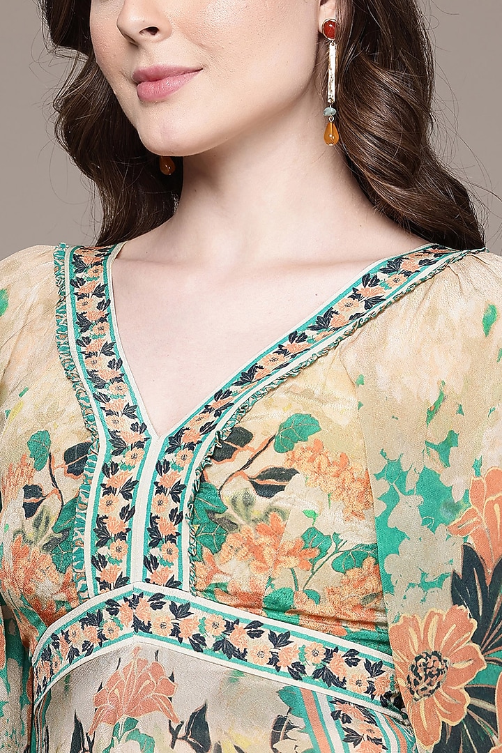 Green Viscose Crepe Maxi Summer Dress by Ritu Kumar at Pernia's Pop Up Shop