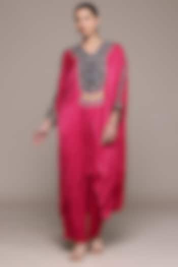 Red Modal Satin Kurta Set by Ritu Kumar at Pernia's Pop Up Shop