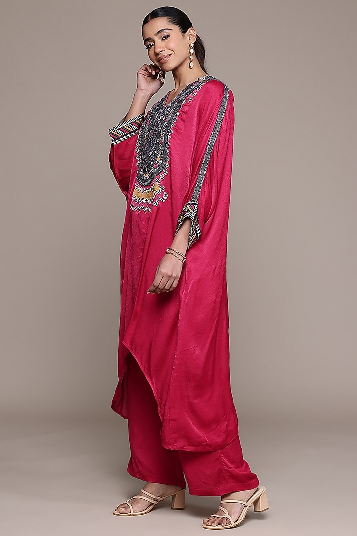 Red Modal Satin Kurta Set by Ritu Kumar at Pernia's Pop Up Shop