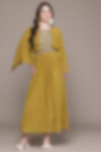 Yellow Murshidabad Silk Maxi Vacation Dress by Ritu Kumar at Pernia's Pop Up Shop