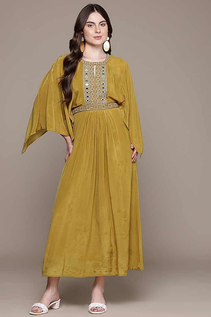 Yellow Murshidabad Silk Maxi Vacation Dress by Ritu Kumar at Pernia's Pop Up Shop