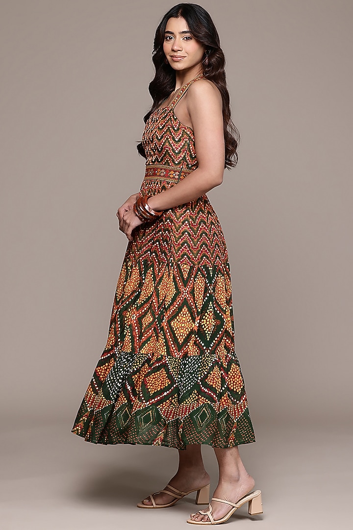 Green Viscose Chinon Ezraiah Maxi Summer Dress by Ritu Kumar at Pernia's Pop Up Shop