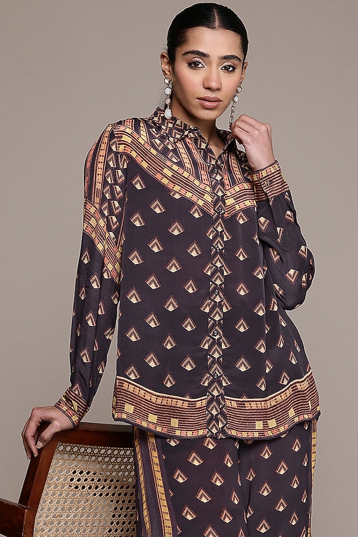 Brown Viscose Crepe Co-Ord Set by Ritu Kumar at Pernia's Pop Up Shop