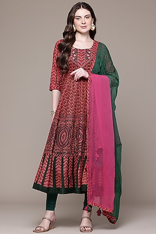 Green Cotton Voile Kurta Set by Ritu Kumar