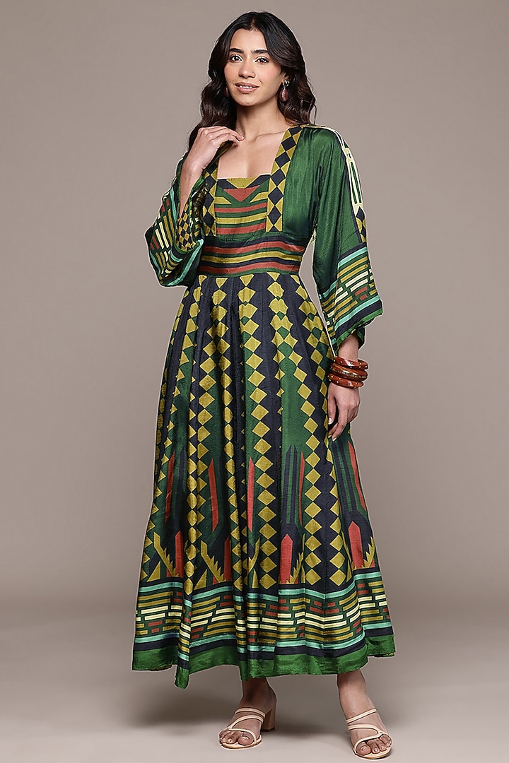 Green Viscose Klim Maxi Summer Dress by Ritu Kumar at Pernia's Pop Up Shop