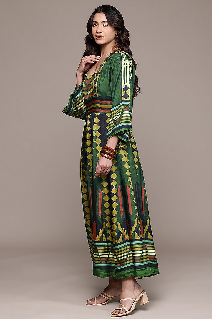 Green Viscose Klim Maxi Summer Dress by Ritu Kumar at Pernia's Pop Up Shop
