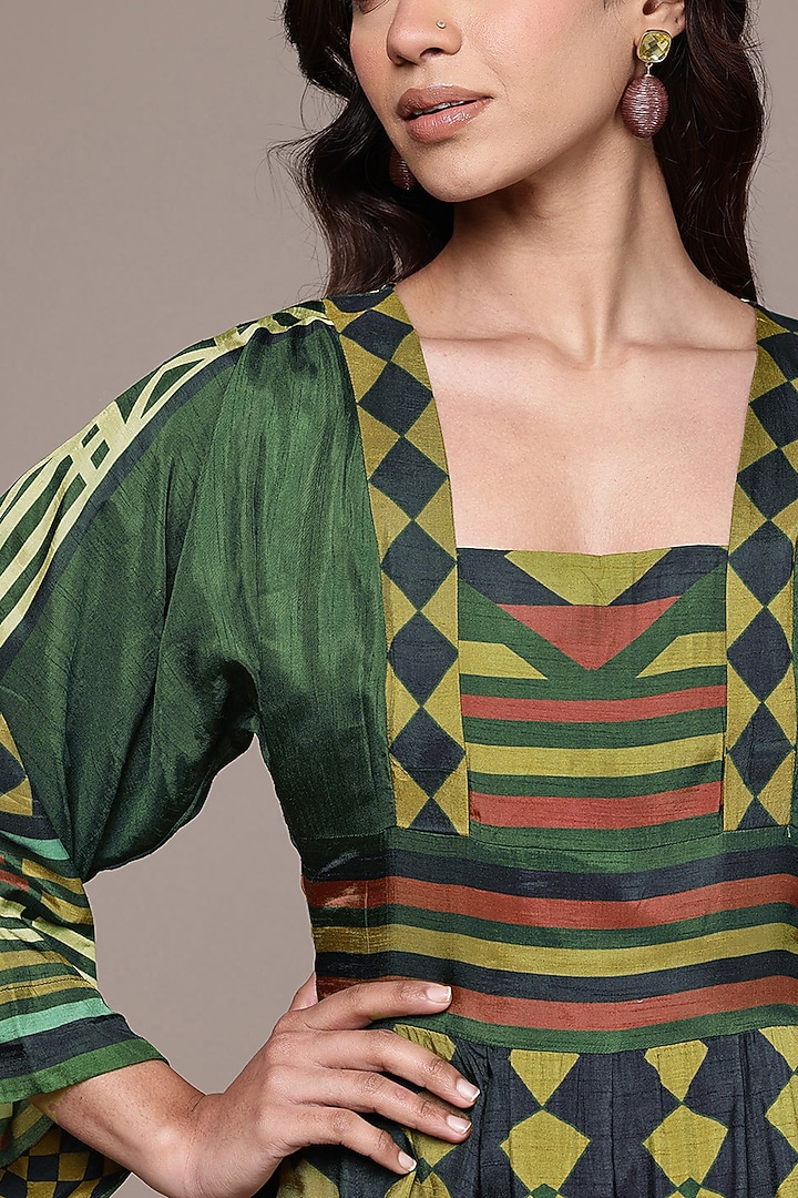 Green Viscose Klim Maxi Summer Dress by Ritu Kumar at Pernia's Pop Up Shop