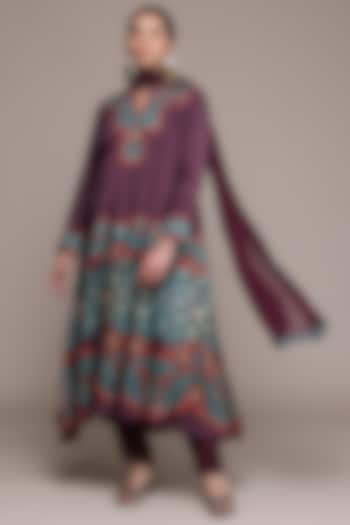 Wine Viscose Dupion Kurta Set by Ritu Kumar at Pernia's Pop Up Shop