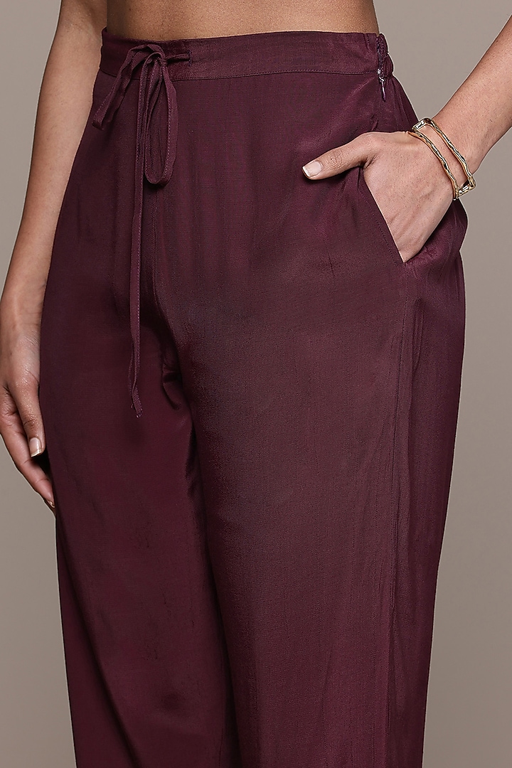 Wine Viscose Dupion Kurta Set by Ritu Kumar at Pernia's Pop Up Shop