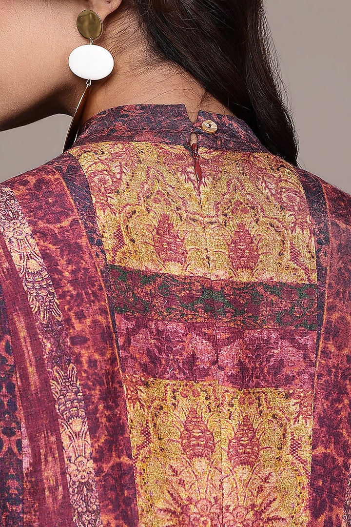 Wine Vintage Crepe Rajas Jumpsuit by Ritu Kumar at Pernia's Pop Up Shop