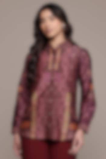 Wine Chanderi Shirt by Ritu Kumar at Pernia's Pop Up Shop