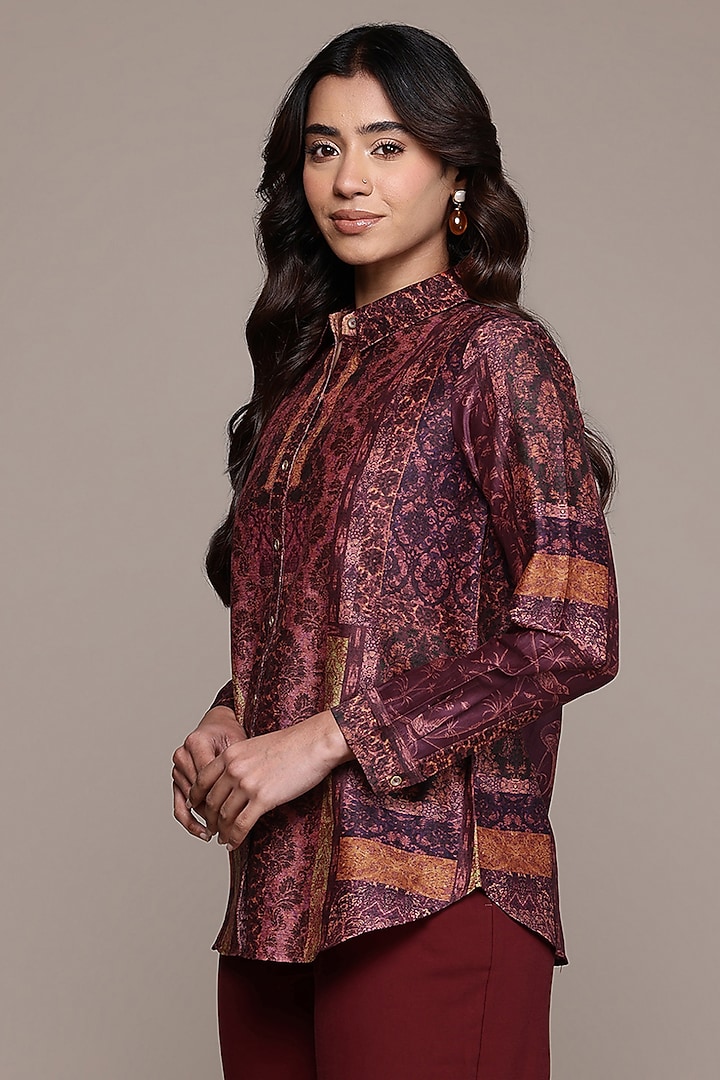 Wine Chanderi Shirt by Ritu Kumar at Pernia's Pop Up Shop