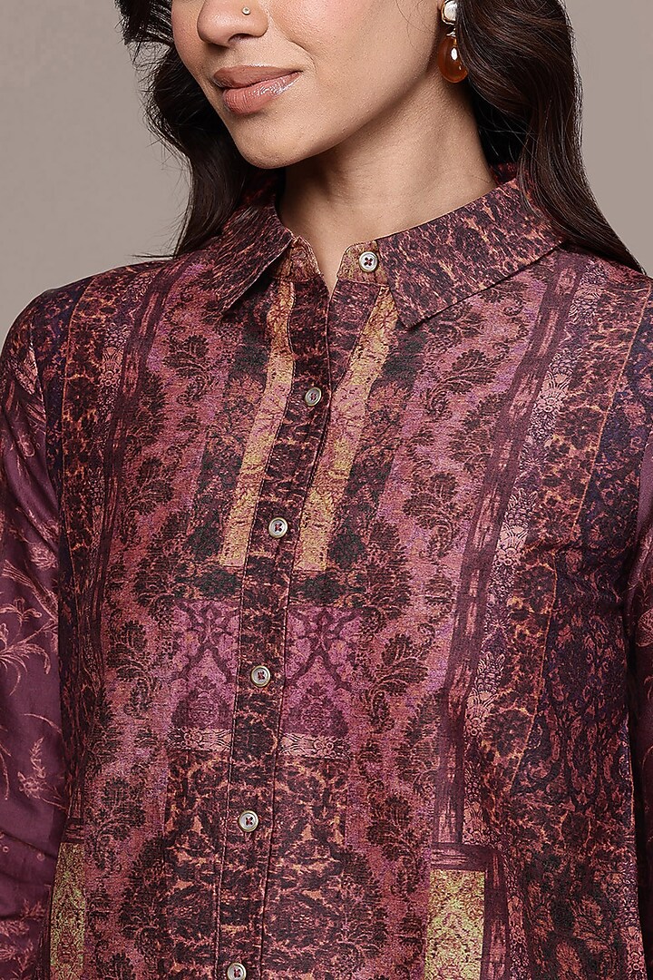 Wine Chanderi Shirt by Ritu Kumar at Pernia's Pop Up Shop