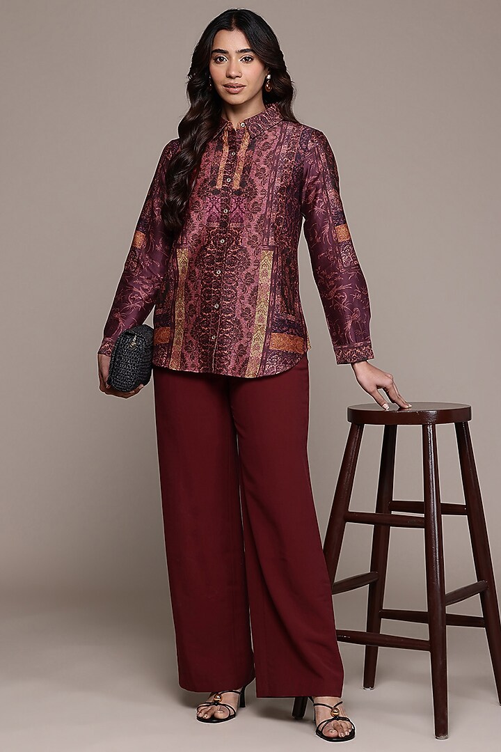 Wine Chanderi Shirt by Ritu Kumar at Pernia's Pop Up Shop