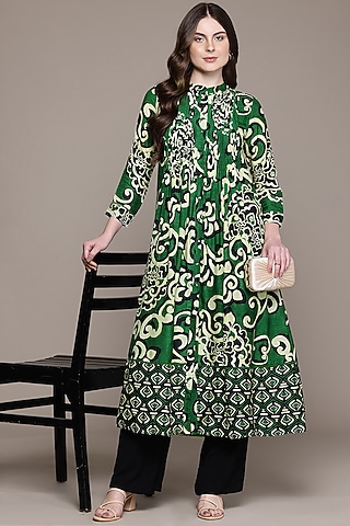 Green Viscose Bamberg Kurta by Ritu Kumar