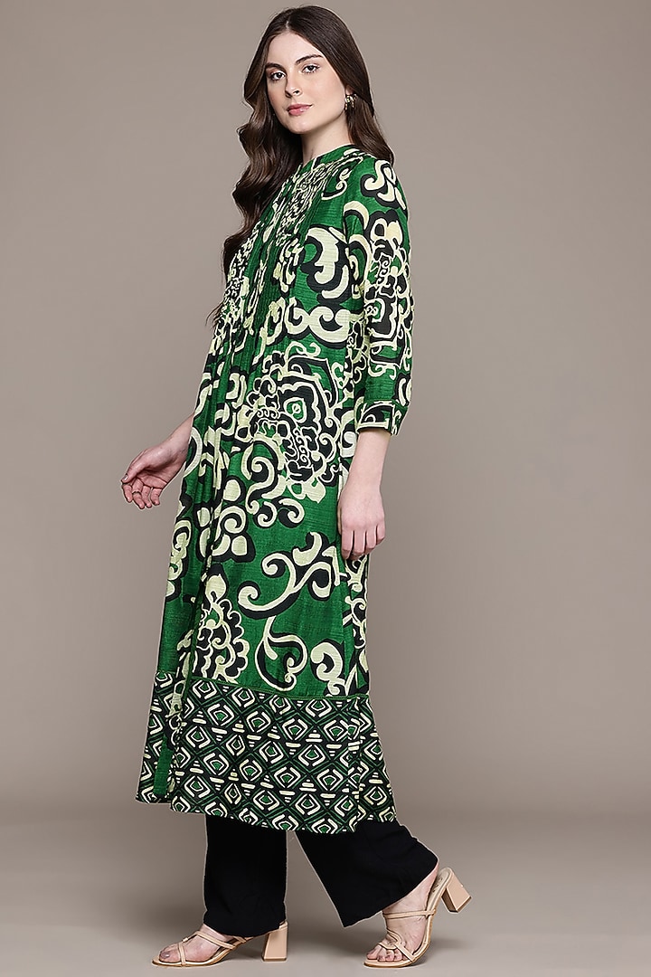Green Viscose Bamberg Kurta by Ritu Kumar at Pernia's Pop Up Shop