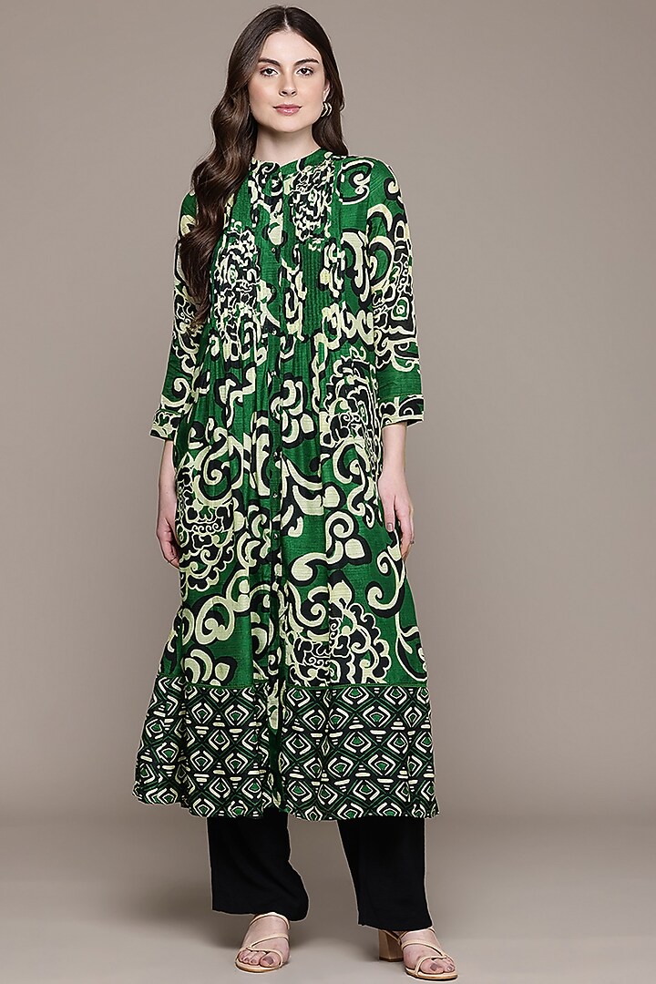 Green Viscose Bamberg Kurta by Ritu Kumar at Pernia's Pop Up Shop
