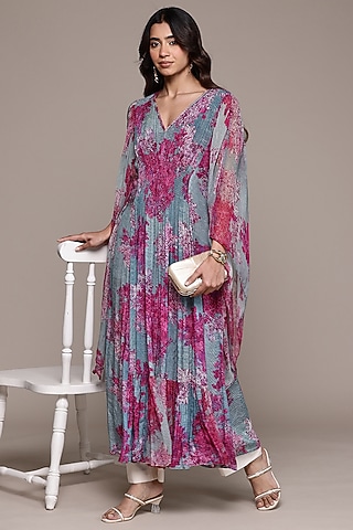 Purple Viscose Chinon Kaftan by Ritu Kumar
