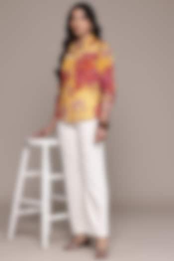 Yellow Viscose Chinon Collared Shirt by Ritu Kumar at Pernia's Pop Up Shop