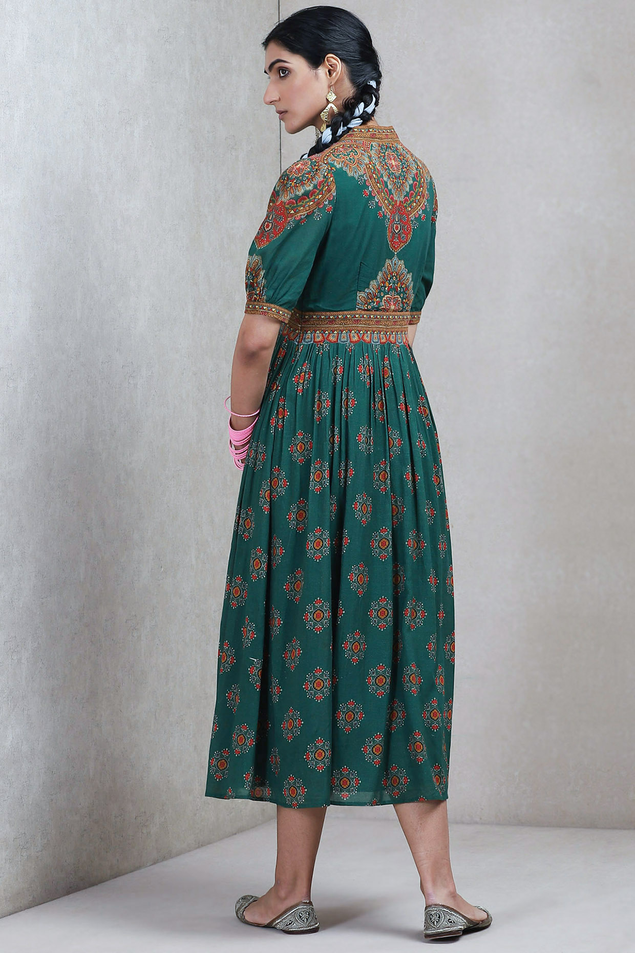 Green Embroidered & Print Dress by Ritu Kumar at Pernia's
