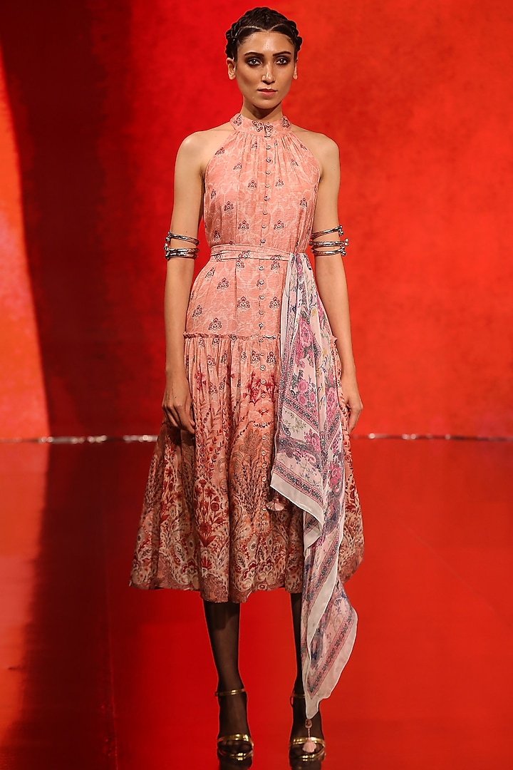 Pink Floral Printed Summer Dress by Ritu Kumar at Pernia's Pop Up Shop