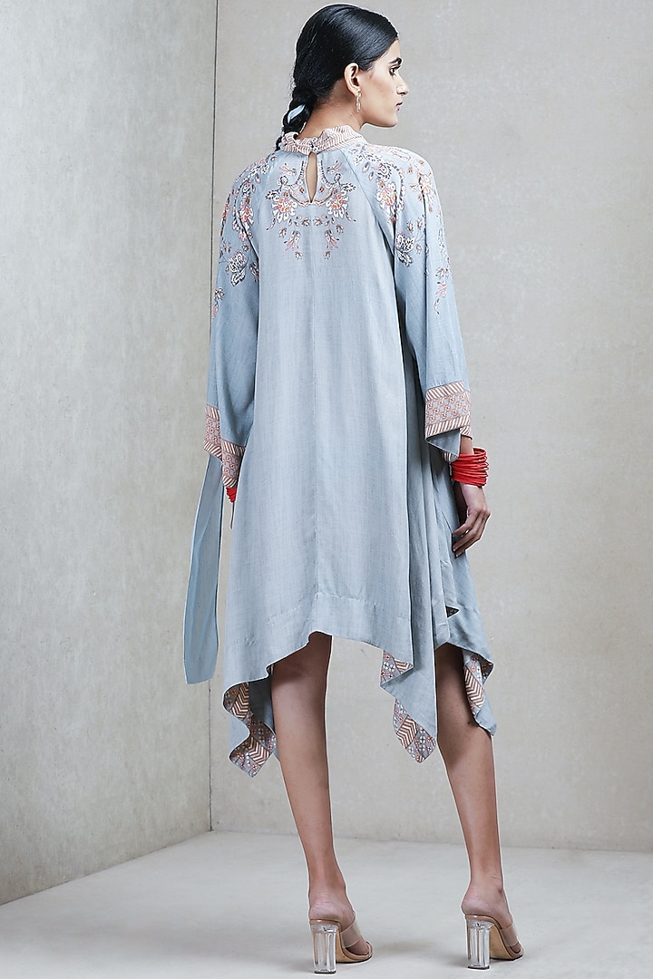Grey Floral Printed Asymmetric Summer Dress by Ritu Kumar at Pernia's Pop Up Shop