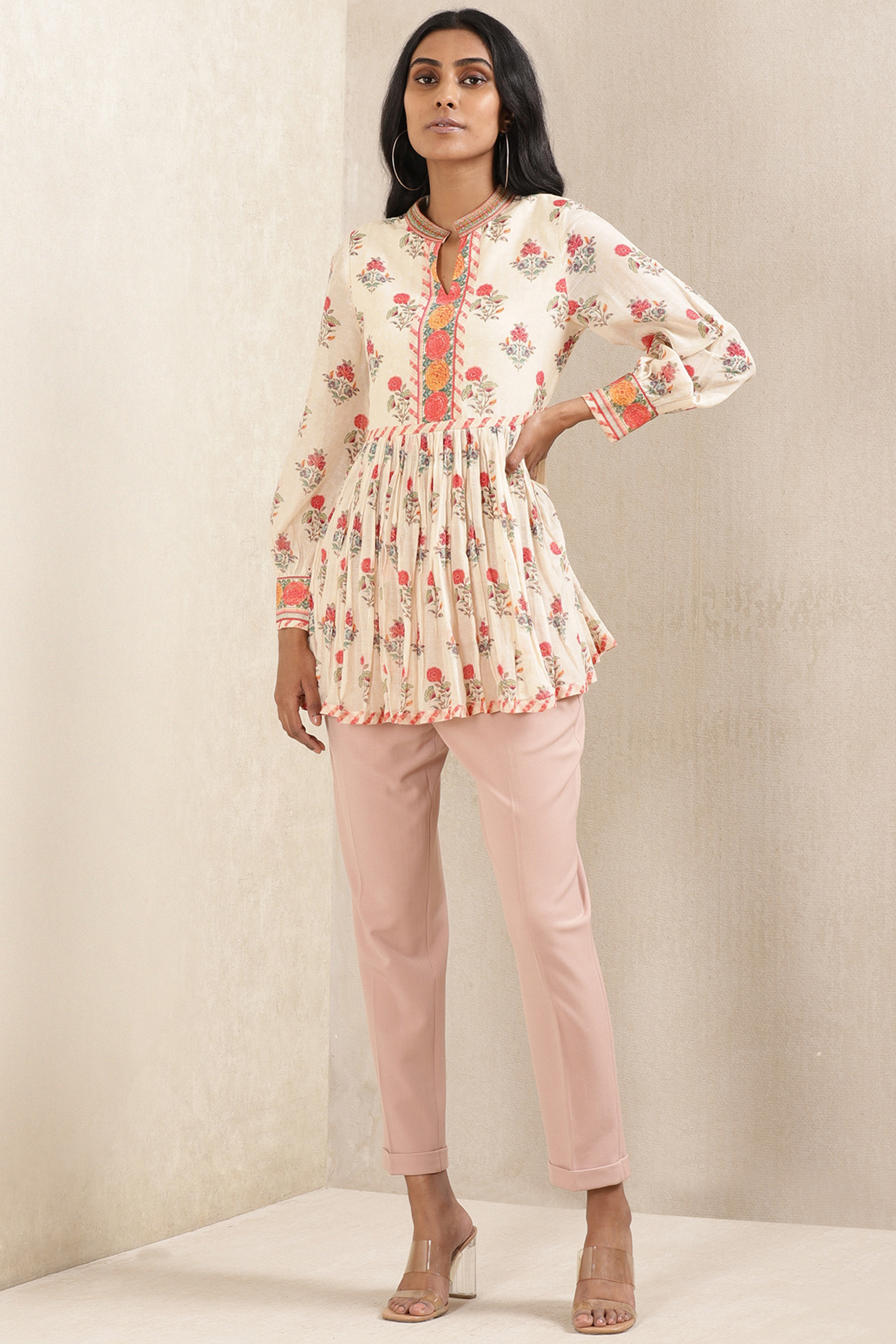Off-White Printed Kurta by Ritu Kumar at Pernia's Pop Up Shop