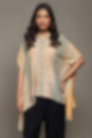 Apricot Cotton Silk Digital Printed Shirt by Ritu Kumar at Pernia's Pop Up Shop