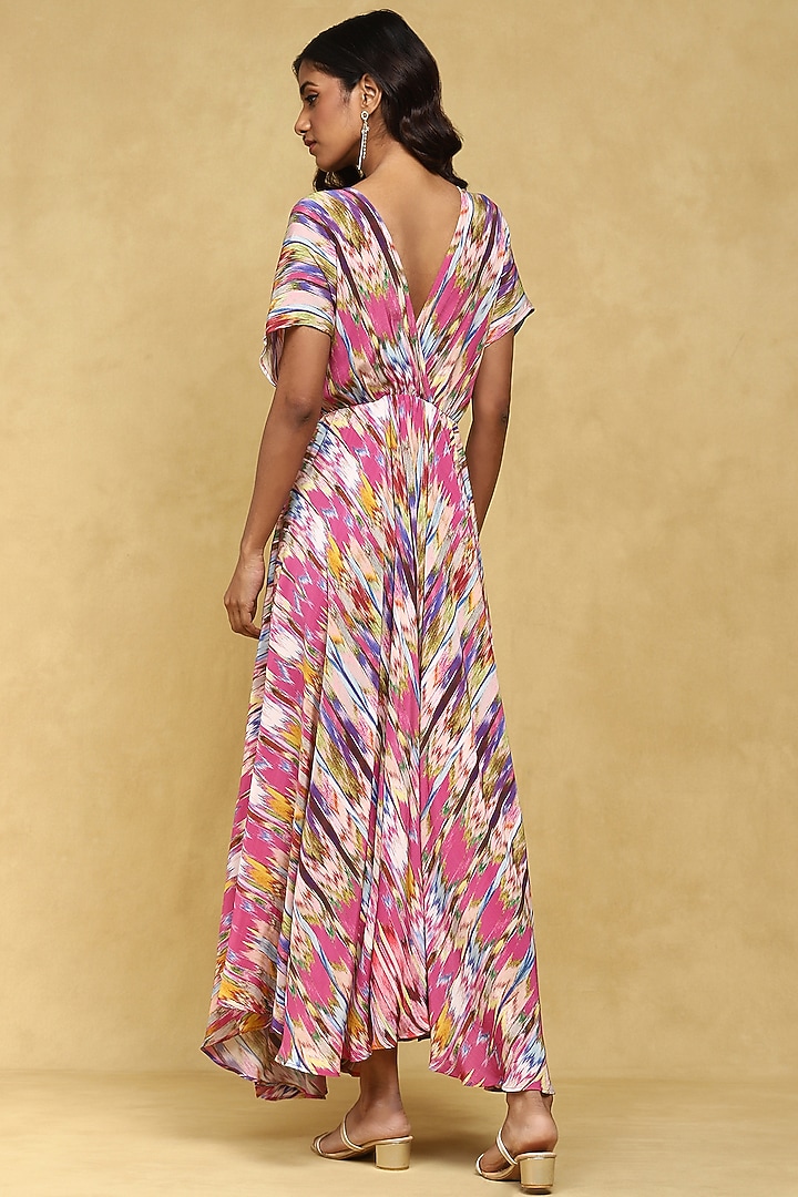 Pink Viscose Crepe Printed Maxi Summer Dress by Ritu Kumar at Pernia's Pop Up Shop