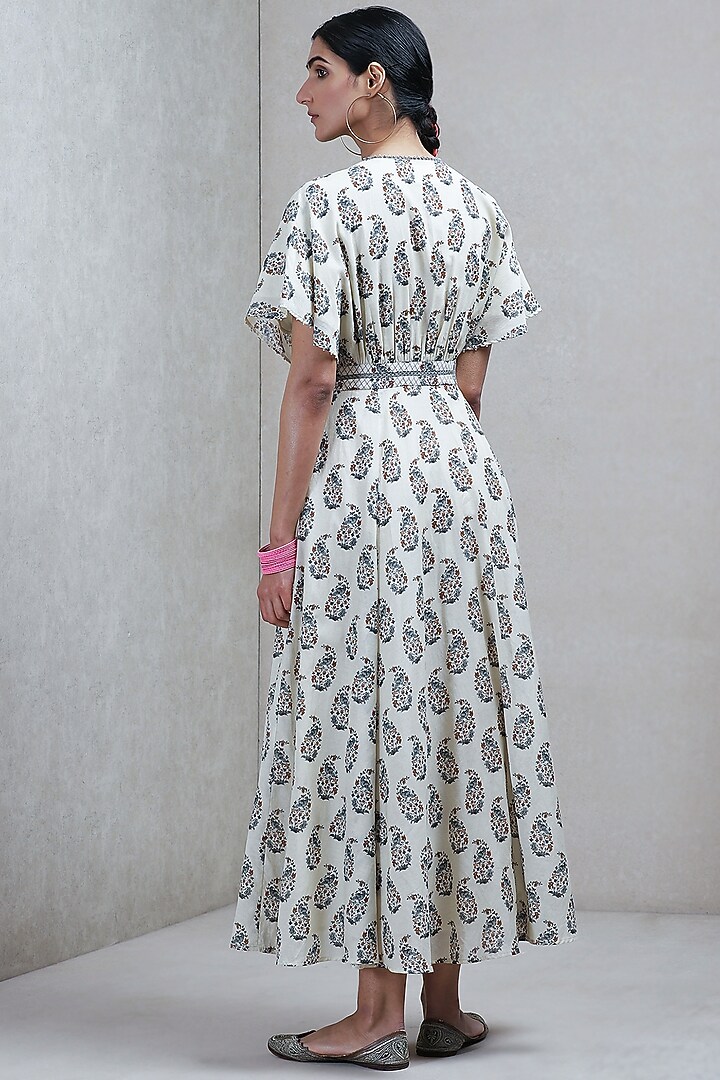 Beige Printed Kaftan Summer Dress by Ritu Kumar at Pernia's Pop Up Shop