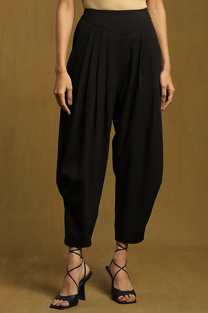 Black Polyester & Rayon Dhoti Pants by Ritu Kumar