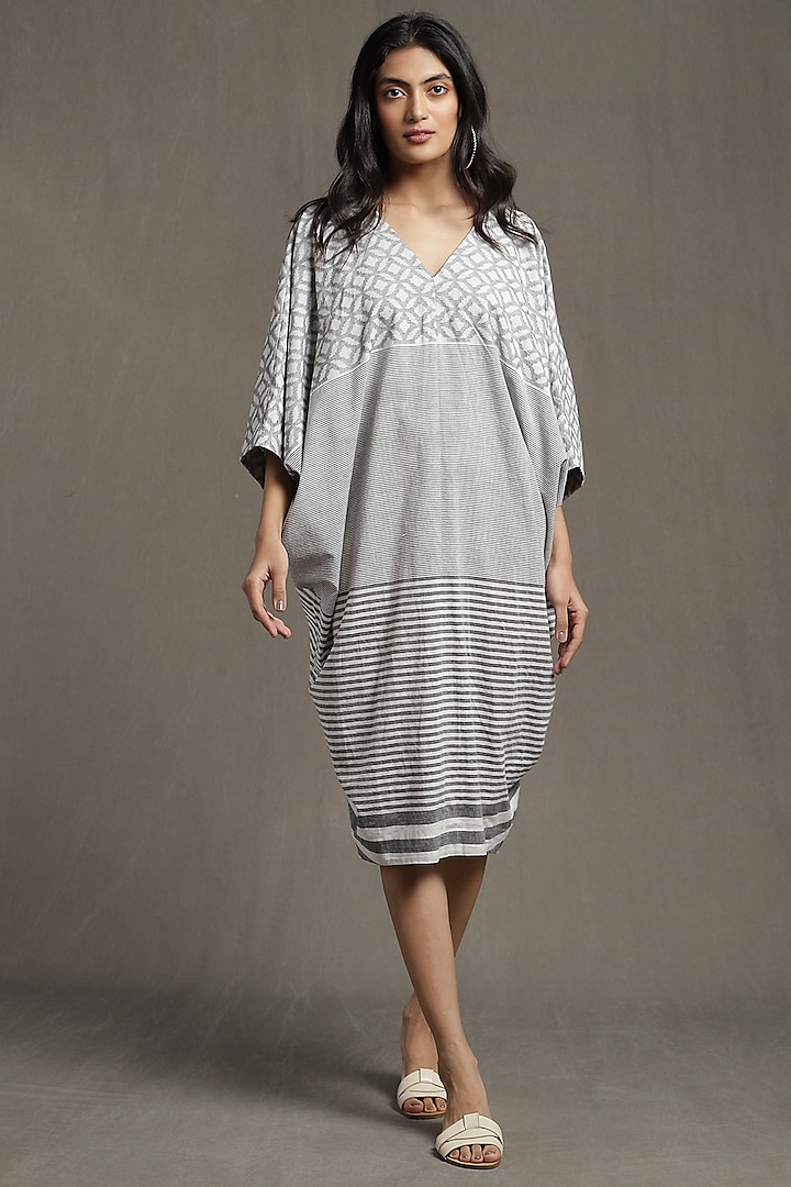 Grey Striped Kaftan Dress by Ritu Kumar at Pernia's Pop Up Shop