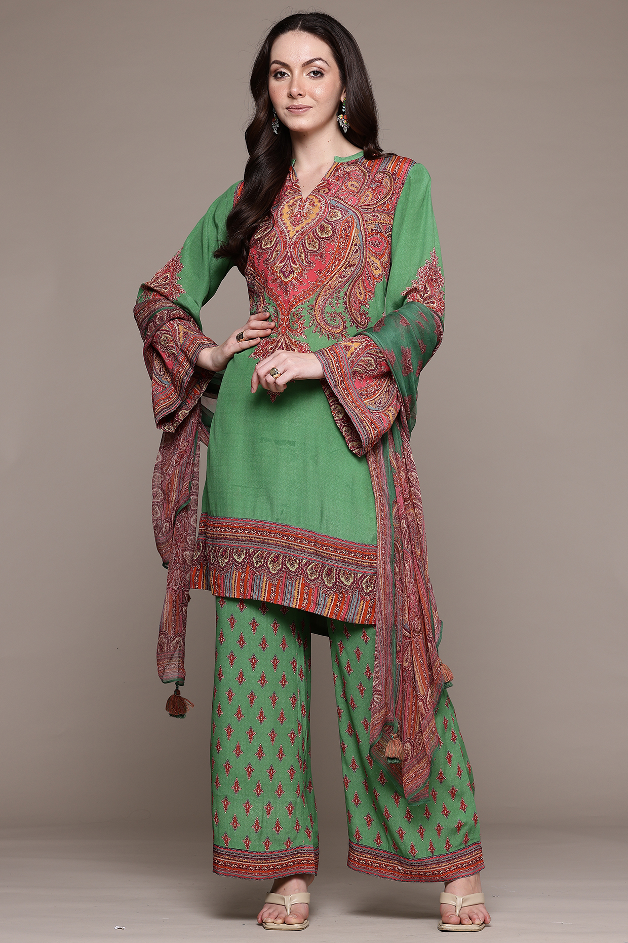 Green Viscose Kurta Set by Ritu Kumar at Pernia's Pop Up Shop