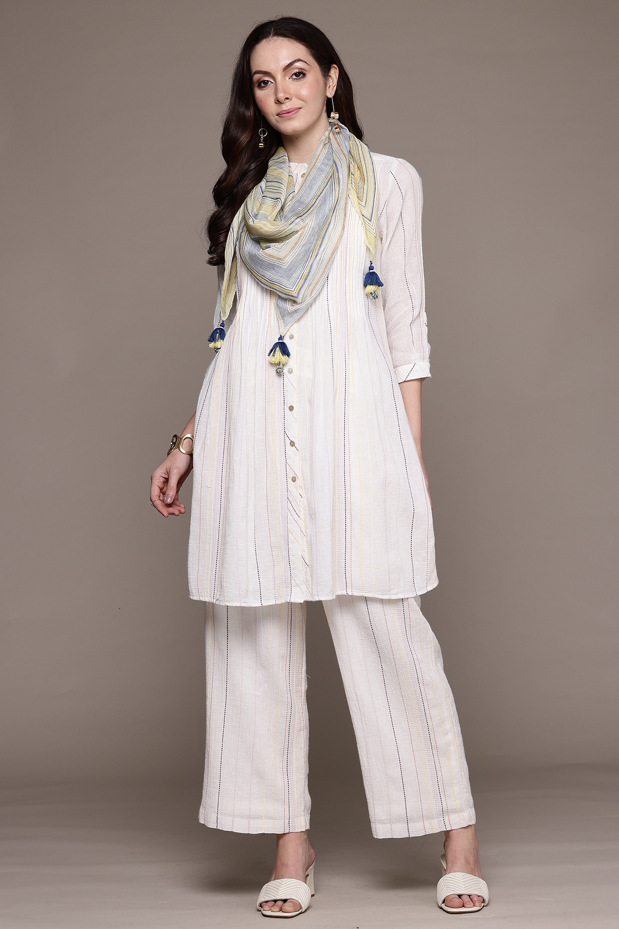 Beige Cotton Kurta Set by Ritu Kumar at Pernia's Pop Up Shop