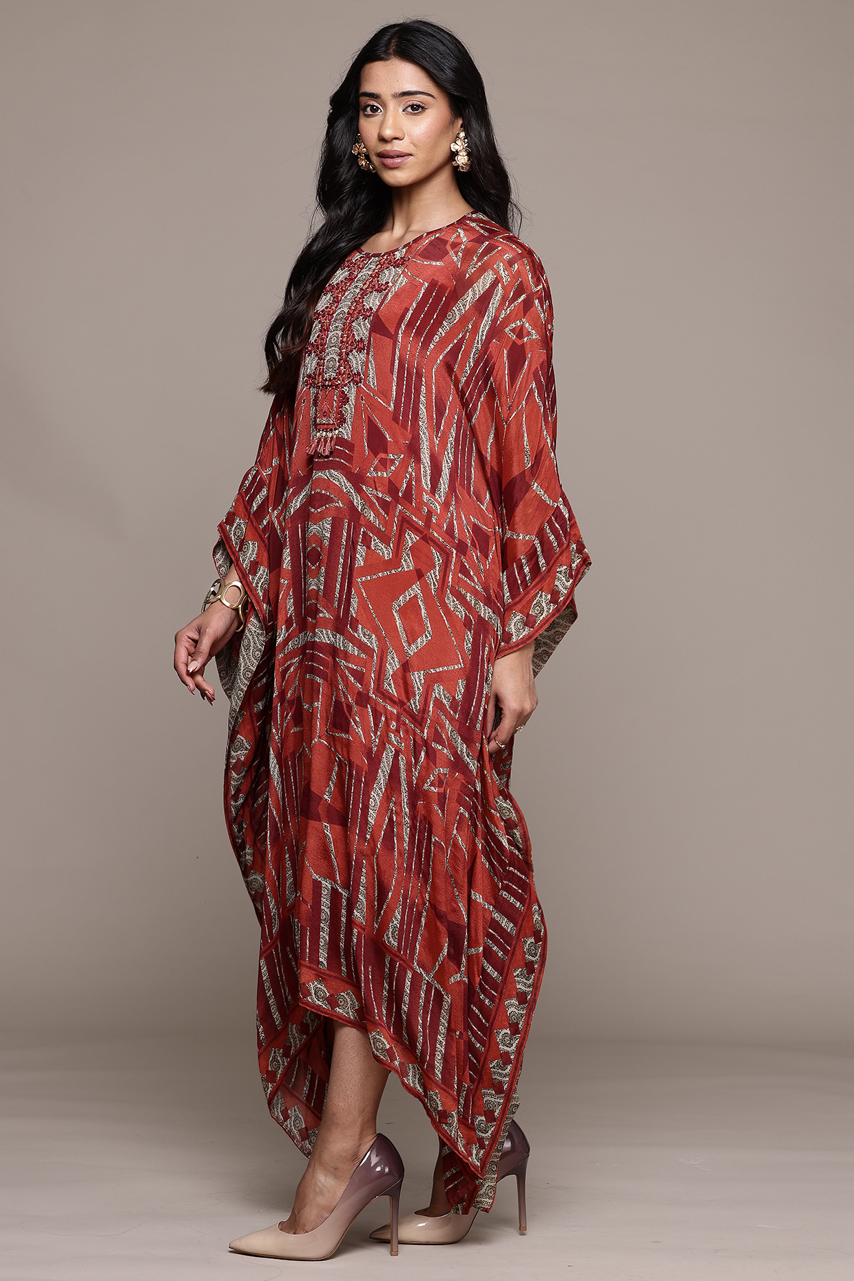 Red Viscose Maxi Summer Dress by Ritu Kumar at Pernia's Pop Up Shop