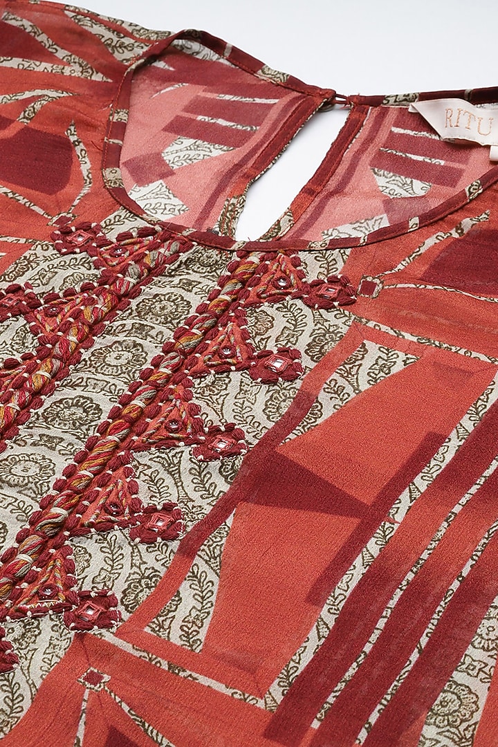 Red Viscose Maxi Summer Dress by Ritu Kumar at Pernia's Pop Up Shop
