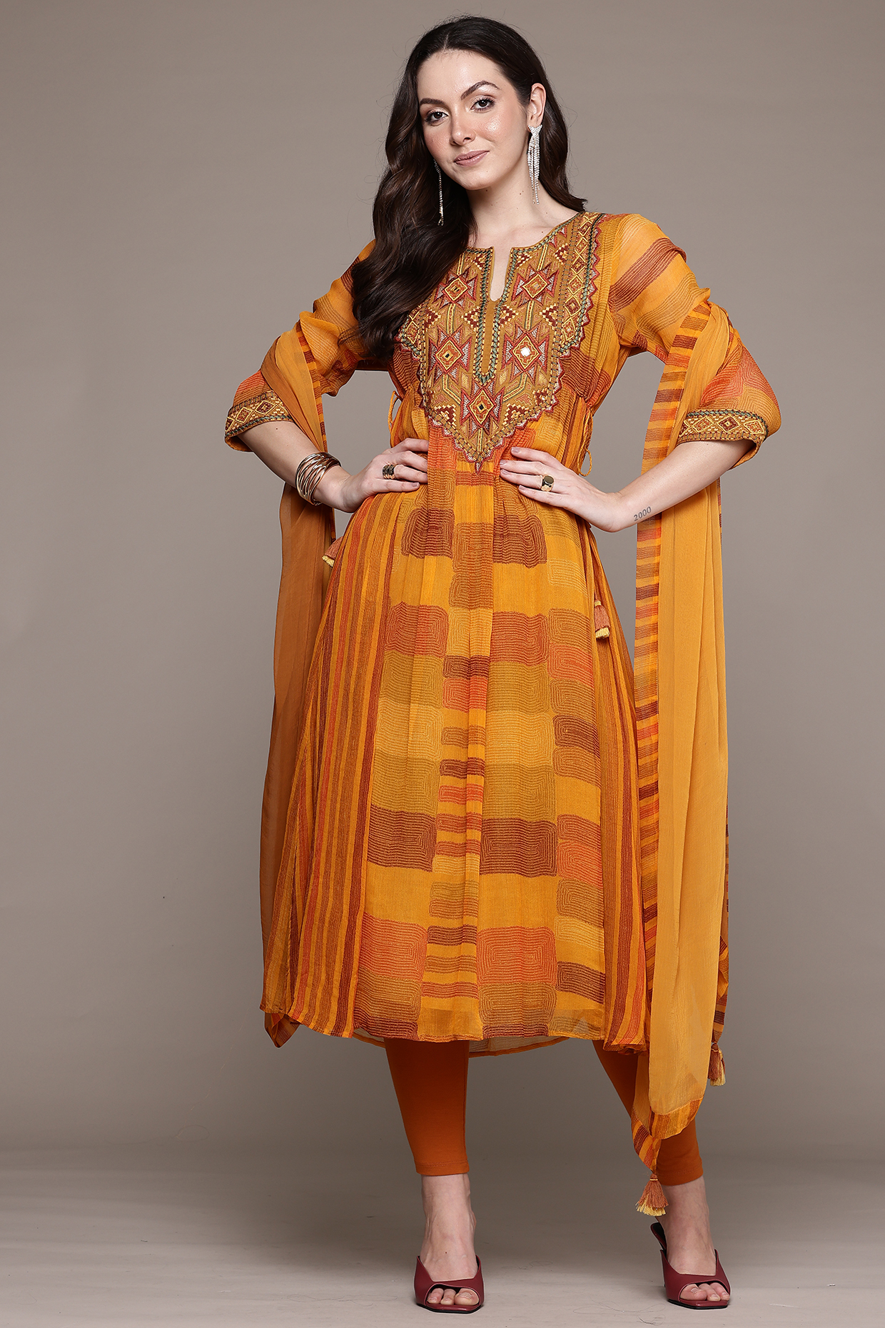 Orange Viscose Kurta Set by Ritu Kumar at Pernia's Pop Up Shop