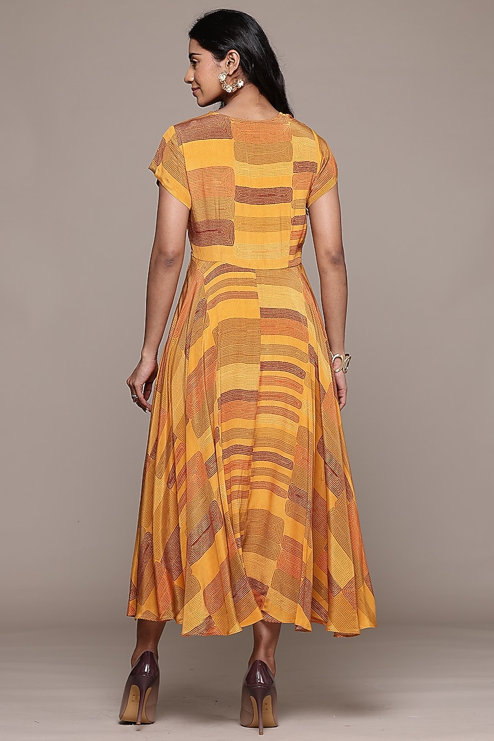 Rust Viscose Printed Maxi Summer Dress by Ritu Kumar at Pernia's Pop Up Shop