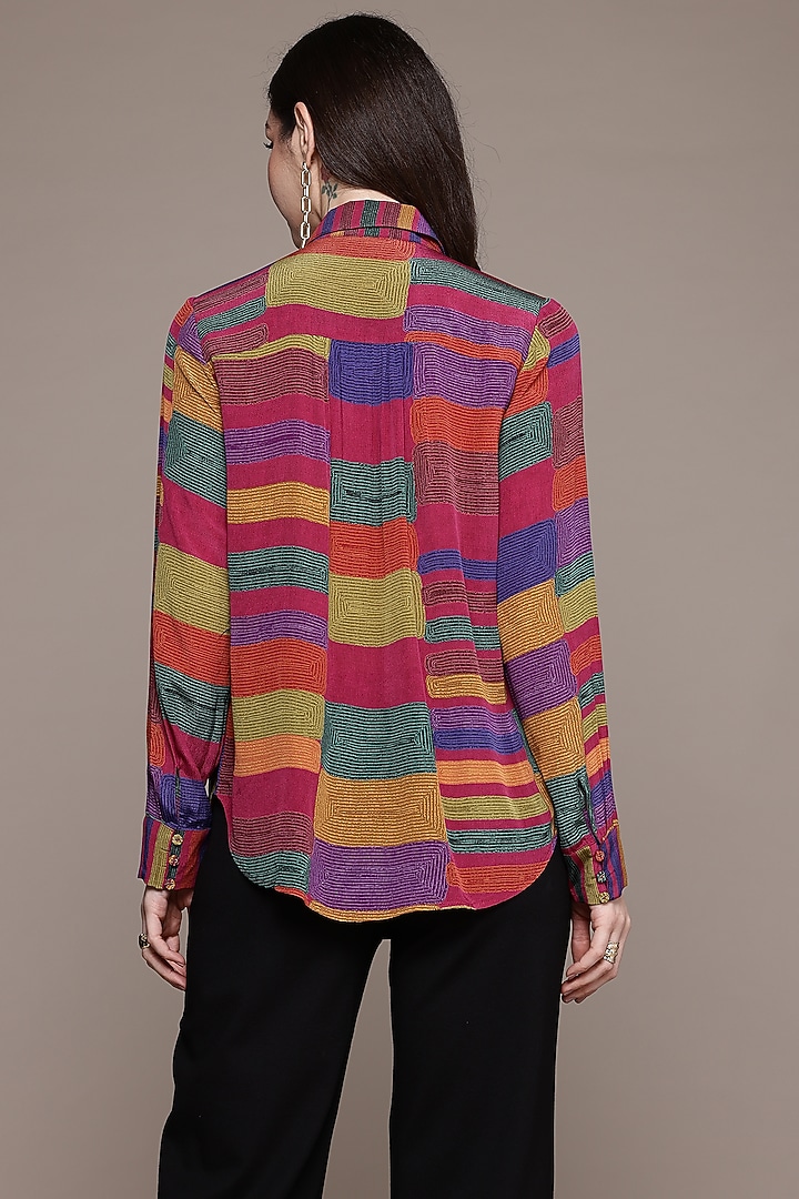 Pink Viscose Printed Shirt by Ritu Kumar at Pernia's Pop Up Shop