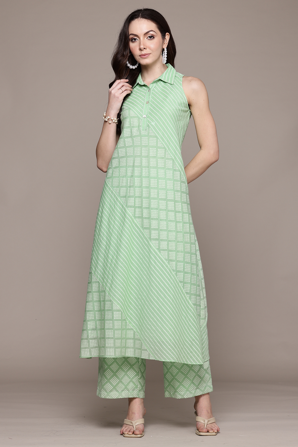 Green Cotton Kurta Set by Ritu Kumar at Pernia's Pop Up Shop