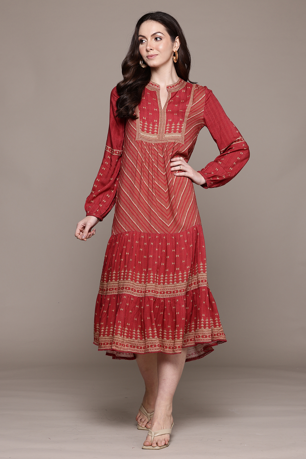 Red Viscose Summer Dress by Ritu Kumar at Pernia's Pop Up Shop