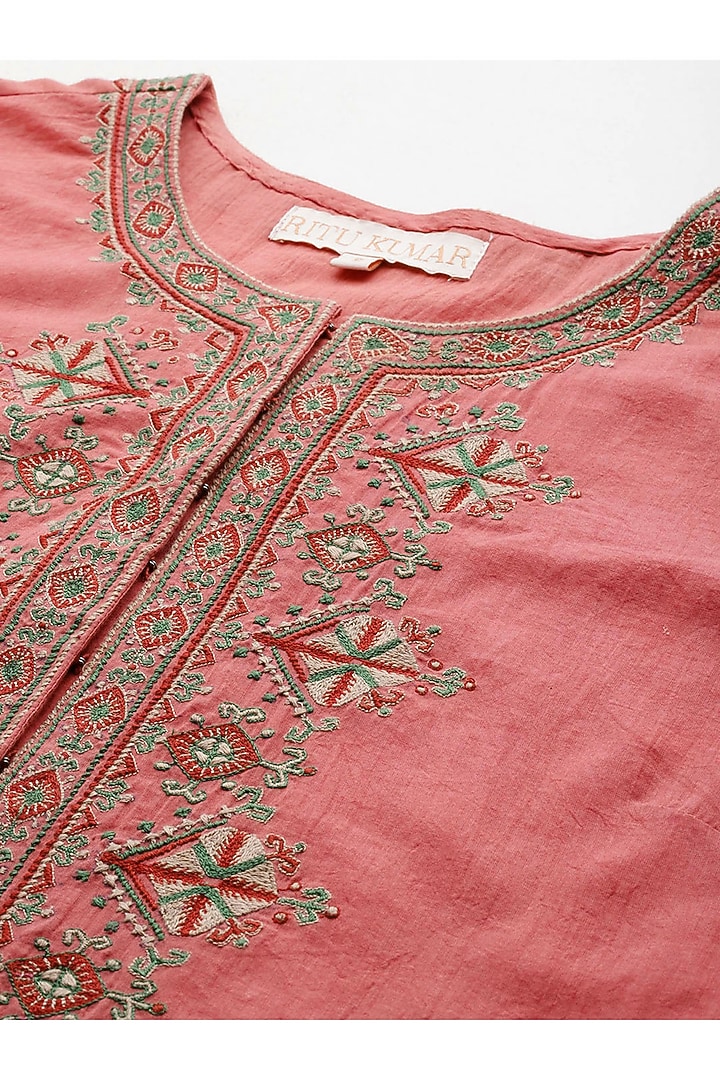 Peach Cotton Kurta Set by Ritu Kumar at Pernia's Pop Up Shop